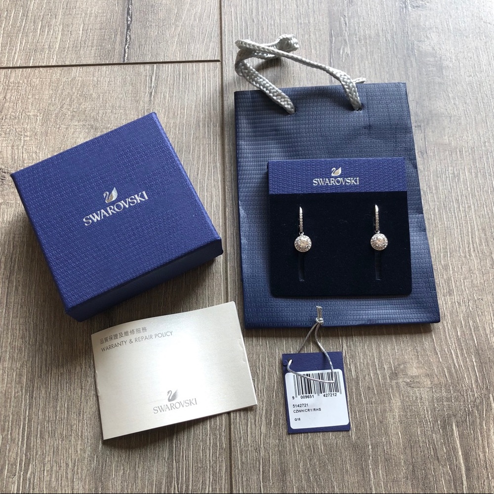 Angelic Pierced Earrings,White,Rhodium Plated